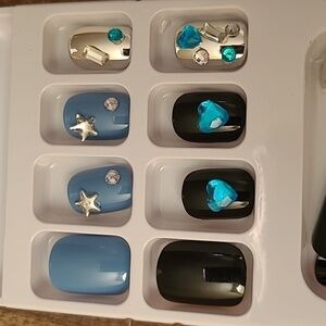 Rhinestone Stars & Hearts Press On Nails